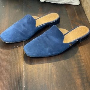 Tory Burch blue suede slides